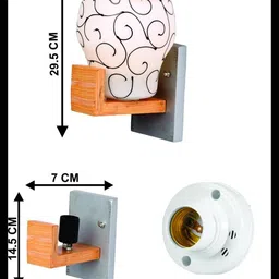 1ST TIME Brown & White Printed Wood Contemporary Abstract Shaped Shaped Wall Lamp image 3