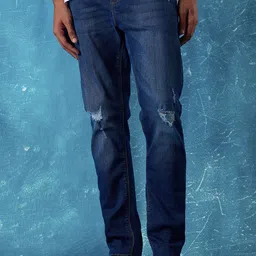 Flying Machine Men Tapered Fit Slash Knee Light Fade Jeans image 1