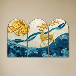 SAF Multicoloured Set of 3 Piece MDF Other Wall Paintings image 5