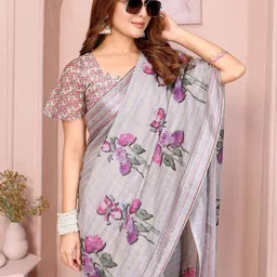 SYMVI Wpmen Floral Printed Kota Saree image 3