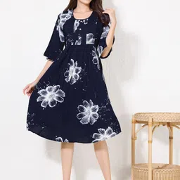 Arela Women Floral Printed Maternity Dress With Feeding Zip-image-22