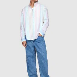 GAP Men Relaxed Oversized Fit Vertical Striped Button-Down Collar Cotton Casual Shirt-picture-13