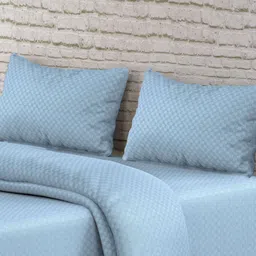 Trance Home Linen Blue Geometric 300 TC Queen Bedsheet with 2 Pillow Covers image 3