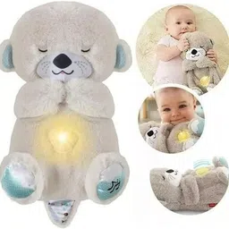 dwiza enterprise Sound and Light Smoothing Sound Otter Baby Put to Sleep Breathing Teddy Bear toy - 28 cm-picture-21