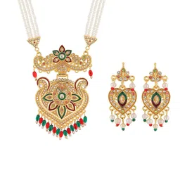 RHOSYN Gold-Plated Stone-Studded & Beaded Jewellery Set-picture-20