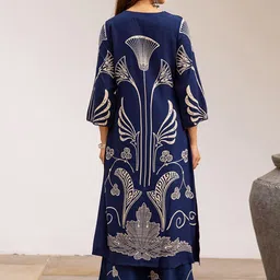 KALINI Geometric Printed A-Line Beads and Stones Kurta With Palazzos image 2
