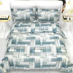THE WHITE MOSS White Geometric 220 TC Bedsheet with 2 Pillow Covers-picture-26