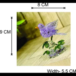 1ST TIME Purple & Transparent Bird Themed Glass Idol Showpiece image 2