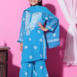 KHAKA Girls Ethnic Motifs Embroidered Regular Thread Work Kurta Set image 2