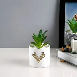 TAYHAA White 1 Pieces Succulent Artificial Plant With Pot image 4