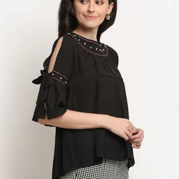 CORSICA Embellished Cold-Shoulder Georgette Top image 4