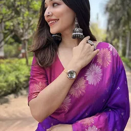 Aldwych Ethnic Motifs Woven Design Zari Banarasi Saree image 4