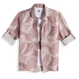 CHARCHIT Boys Abstract Printed Spread Collar Long Sleeves Casual Cotton Shirt image 4