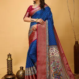 HERE&NOW Checked Printed Banarasi Saree image 3