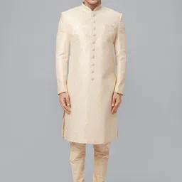 Ethnix by Raymond Embroidered Mandarin Collar Sherwani Set-picture-15