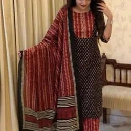 KALINI Women Floral Embroidered Regular Kurta with Trousers & With Dupatta image 4