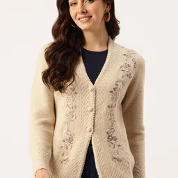 APSLEY Floral Embroidered Button-Down Cardigan with Embellished Detail-image-88