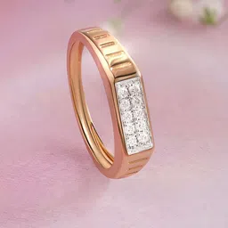 Mia by Tanishq 14KT Grooved Glow Gold & Diamond Finger Ring 3.49gm-picture-33