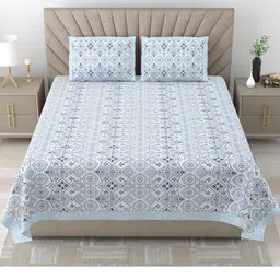 Shubastik Blue Ethnic Motifs 200 TC King Size Bedsheet Set-image-43