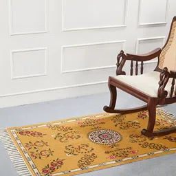 Fabindia Yanita Yellow & Red Ethnic Motifs Printed Cotton Dhurrie-picture-11