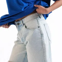 LOVEGEN Men Washed High-Rise Denim Shorts image 2