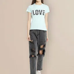 Metronaut Women Pack of 3 Graphic Printed Round Neck Cotton T-shirts image 2