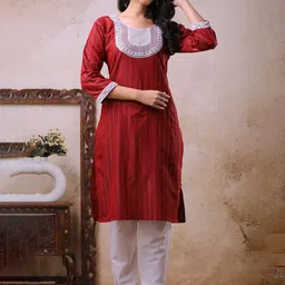 AUZAAI COLLECTION Women Thread Work Kurta-picture-36