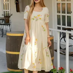 GROMint Ethnic Motifs Printed Fit & Flare Tiered Midi Dress-picture-27