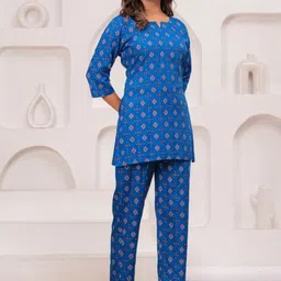 corsica mad fury Ethnic Motifs Printed Pure Cotton Tunic With Trousers image 2