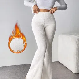 kotty Women Regular Fit White Viscose Rayon Trousers image 2