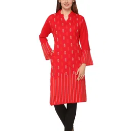 WOOL 4U Geometric Woven Design Thread Work Woollen Kurta image 2