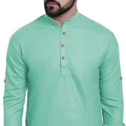 edin Pack of 2 Men Solid Pure Cotton Straight Kurta image 1
