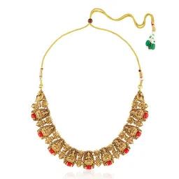 Indinoor Stone-Studded & Beaded Temple Jewellery Set image 5