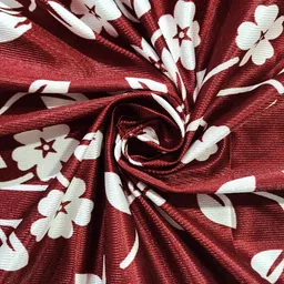 Lunar Days Unisex Set Of 1 Maroon And White Floral Ripple Fold Regular Window Curtain image 2