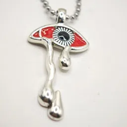 SAPRAA TRENDS Silver-Plated Eye Design Quirky Shaped Enamelled Pendant With Chain image 4