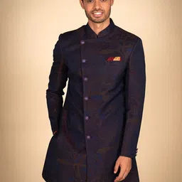 Dulha Ghar Men Printed Sherwani Set image 3