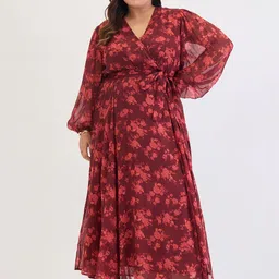 FEMMELLA Women Floral Printed Wrap Maxi Dress image 1