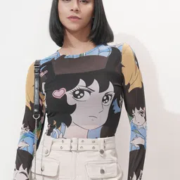 Tokyo Talkies Women Graphic Printed Round Neck Fitted Top-picture-40