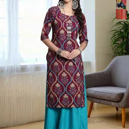 HERE&NOW Women Pack of 3 Ethnic Motifs Printed Daily Straight Kurtas-picture-32