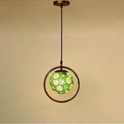 1ST TIME Green & White Textured Spherical Shaped Ceiling Lamp image 2