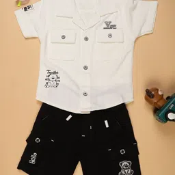 V-Mart Infant Boys Printed Shirt Collar Pure Cotton Shirt With Shorts-image-6