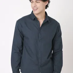 Blnk Men Relaxed Fit Solid Spread Collar Cotton Casual Shirt-picture-34