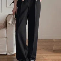 BROADSTAR Women Straight Fit Flat-Front High-Rise Trousers-image-31