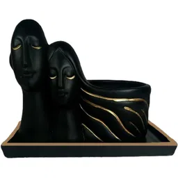 LASAKI Black Ceramic Planter With Plate image 5