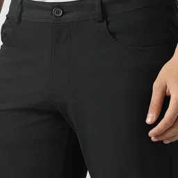 VAN HEUSEN DENIM LABS Men Solid Slim Fit Mid-Rise Trousers image 3