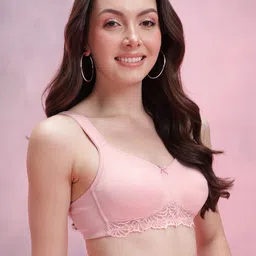 DressBerry Non-Padded Non-Wired Full Coverage T-shirt Bra with Lace Insert image 2