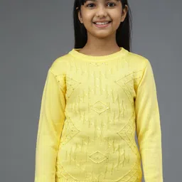 Anixa Girls Yellow Solid Wool Sweaters-picture-19