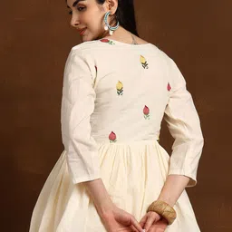 ADYASAA THE LABEL Floral Embroidered Thread Work Organic Cotton Thread Work Kurti image 4