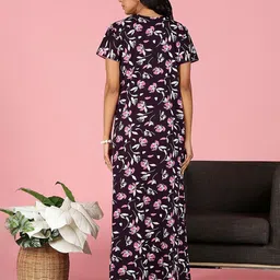 9shines Label Floral Printed Notch Neck Short Sleeves Maxi Nightdress image 5