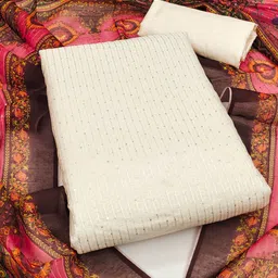 Maroosh Striped Embroidered Sequined Chanderi Cotton Unstitched Dress Material-picture-21